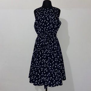 LAUREN RALPH LAUREN DARK NAVY BLUE FLORAL DRESS 14